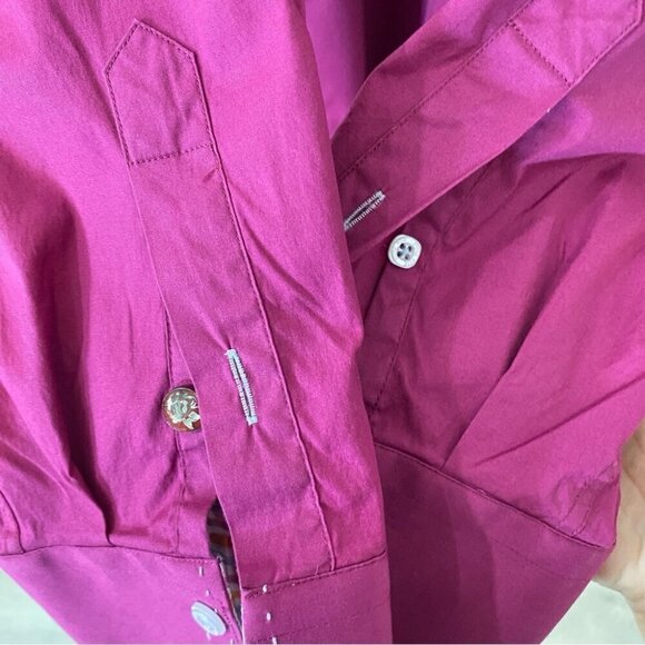 Stone Rose Burgundy Dress Shirt with Checkered Print Red Rivet Collection XXL - Picture 5 of 16